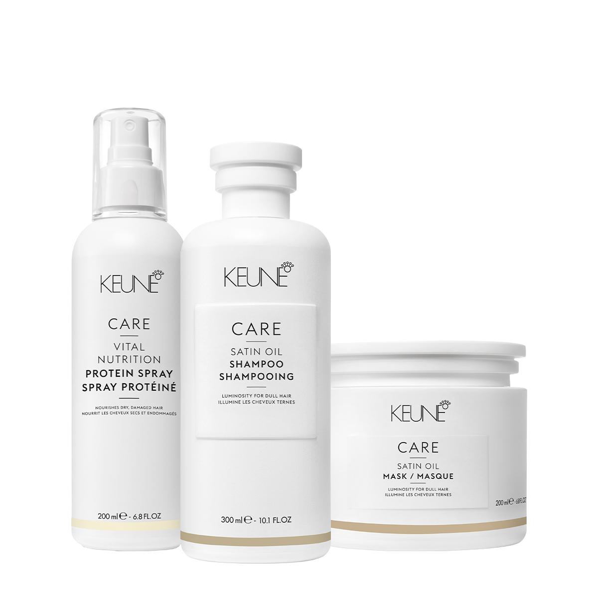 Kit Keune Care Satin Oil Shampoo Máscara e Vital Nutrition Protein (3 produtos) - 1