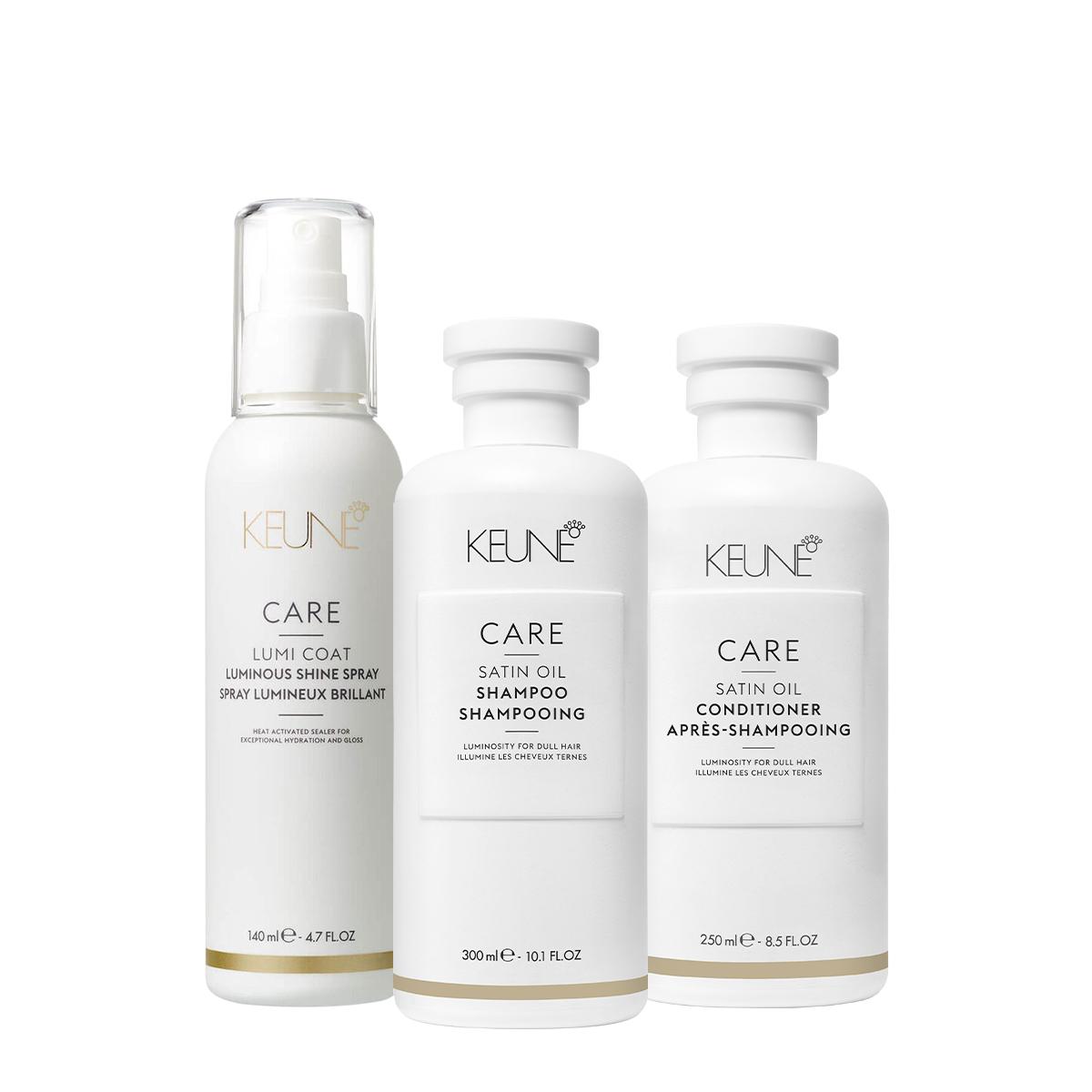 Kit Keune Care Satin Oil Shampoo Condicionador e Lumi Coat Finalizador (3 produtos) - 1