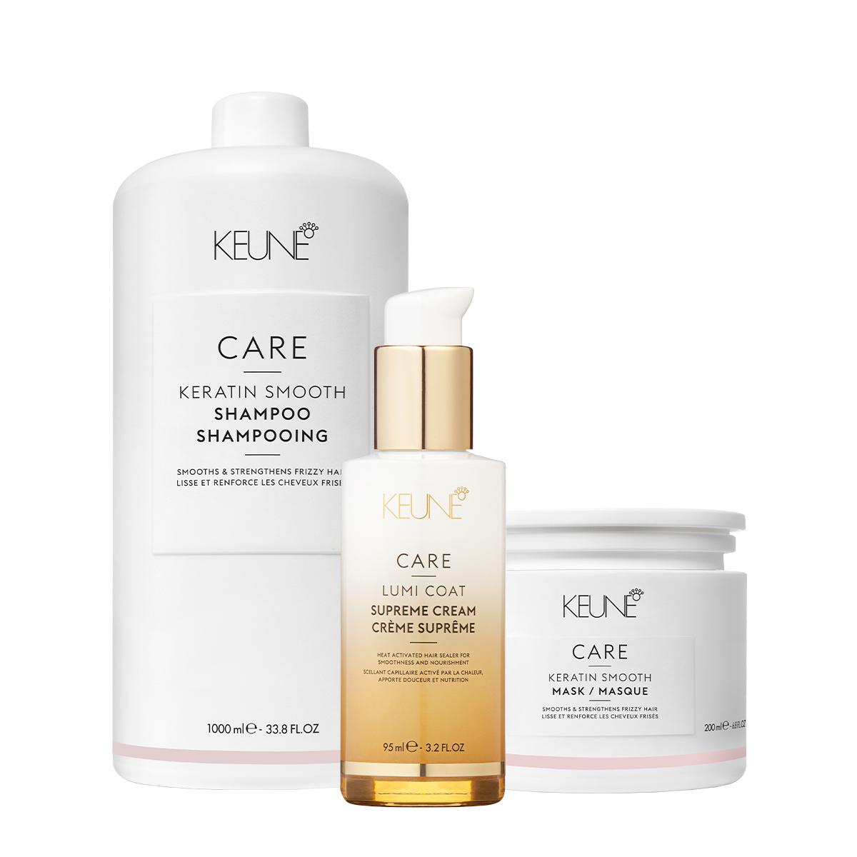 Kit Keune Care Keratin Smooth Shampoo Litro Máscara e Lumi Coat Supreme Cream Finalizador (3 produtos) - 1