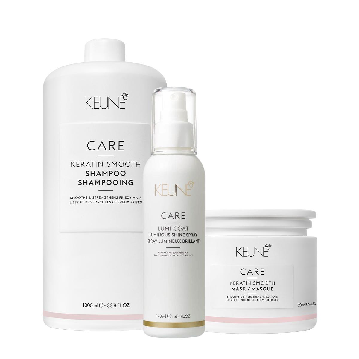 Kit Keune Care Keratin Smooth Shampoo Litro Máscara e Lumi Coat Finalizador (3 produtos) - 1