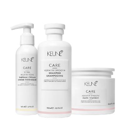 Kit Keune Care Keratin Smooth Shampoo Máscara e Vital Nutrition Thermal Cream (3 produtos)