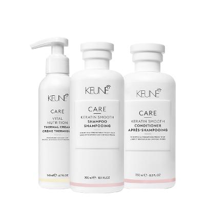 Kit Keune Care Keratin Smooth Shampoo Condicionador e  Vital Nutrition Thermal Cream (3 produtos)