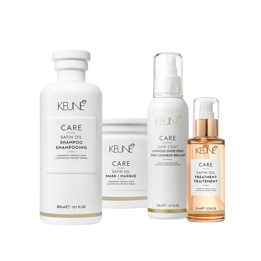 Kit Keune Satin Oil Shampoo Mask Lumi Coat Oil (4 produtos) - 1