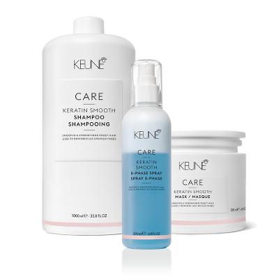 Kit Keune Care Keratin Smooth Shampoo Litro Mask Phase (3 produtos)