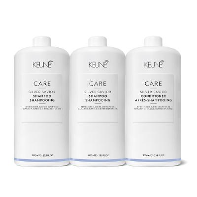 Kit Keune Care Silver Savior Shampoo Extra Condicionador 1L (3 produtos)