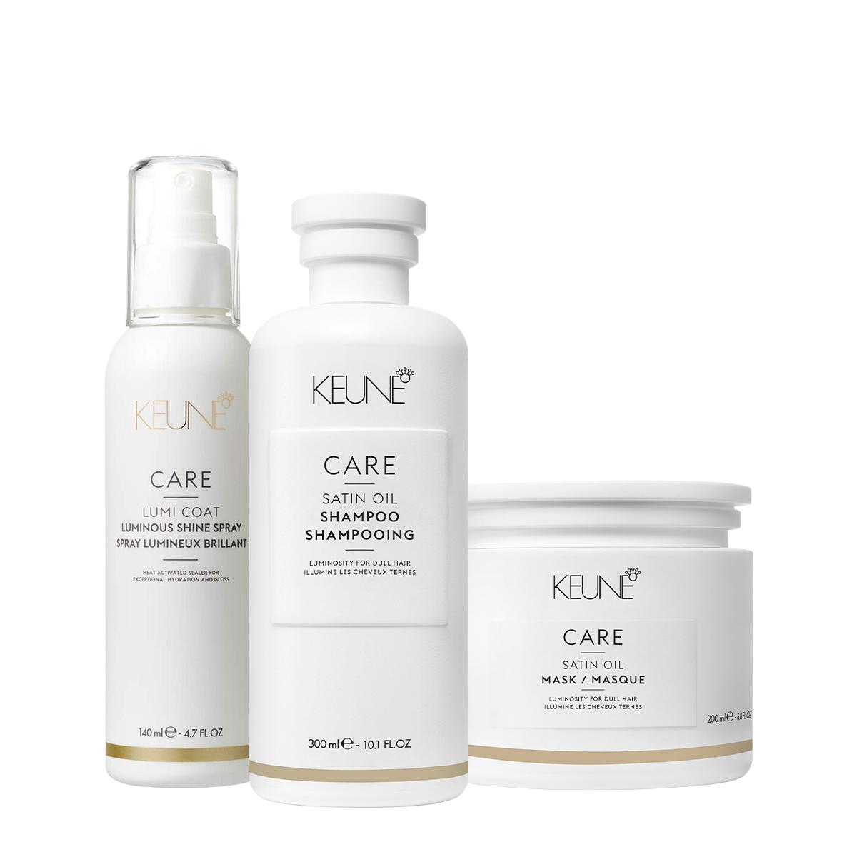 Kit Keune Care Satin Oil Shampoo Máscara e Lumi Coat Finalizador (3 produtos) - 1