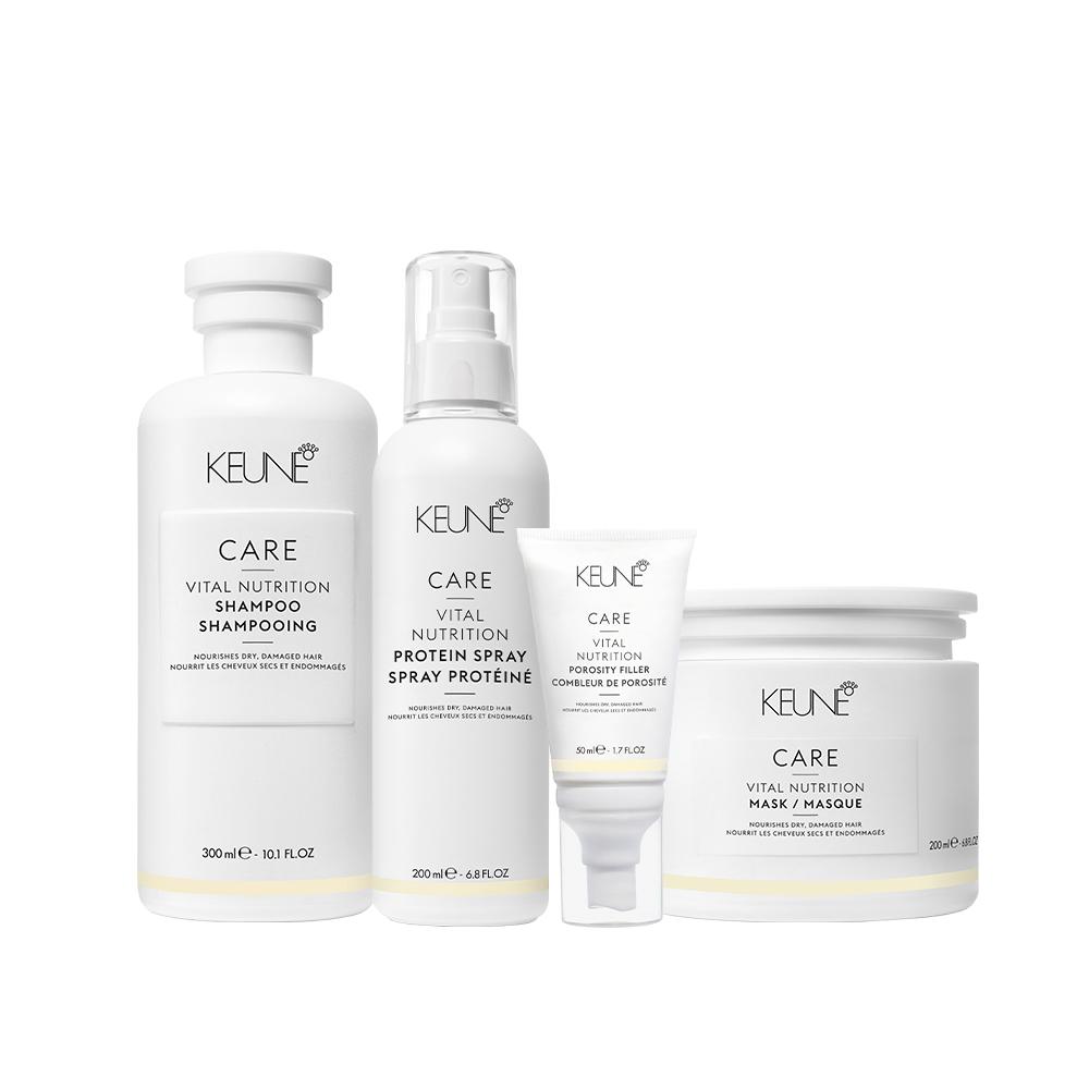Kit Keune Care Vital Nutrition Shampoo Mask Protein Porosity Filler (4 produtos) - 1