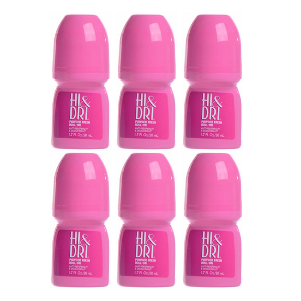 Hi & Dri Roll-On Powder Fresh Antiperspirant Desodorante 50ml - 6 Unidades - 1