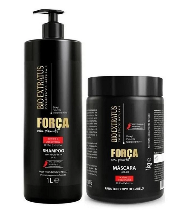 Força Com Pimenta Shampoo 1L + Máscara 1 Kg Bio Extratus - 2