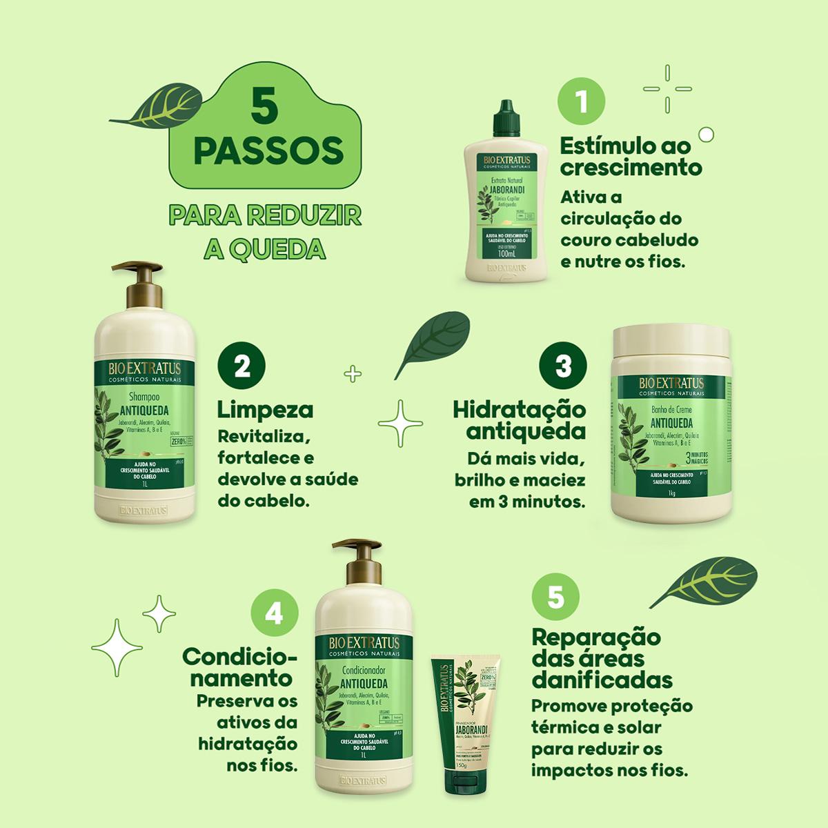 Kit Bio Extratus Jaborandi Antiqueda Shampoo Litro Máscara e Tônico Antiqueda (3 produtos) - 3