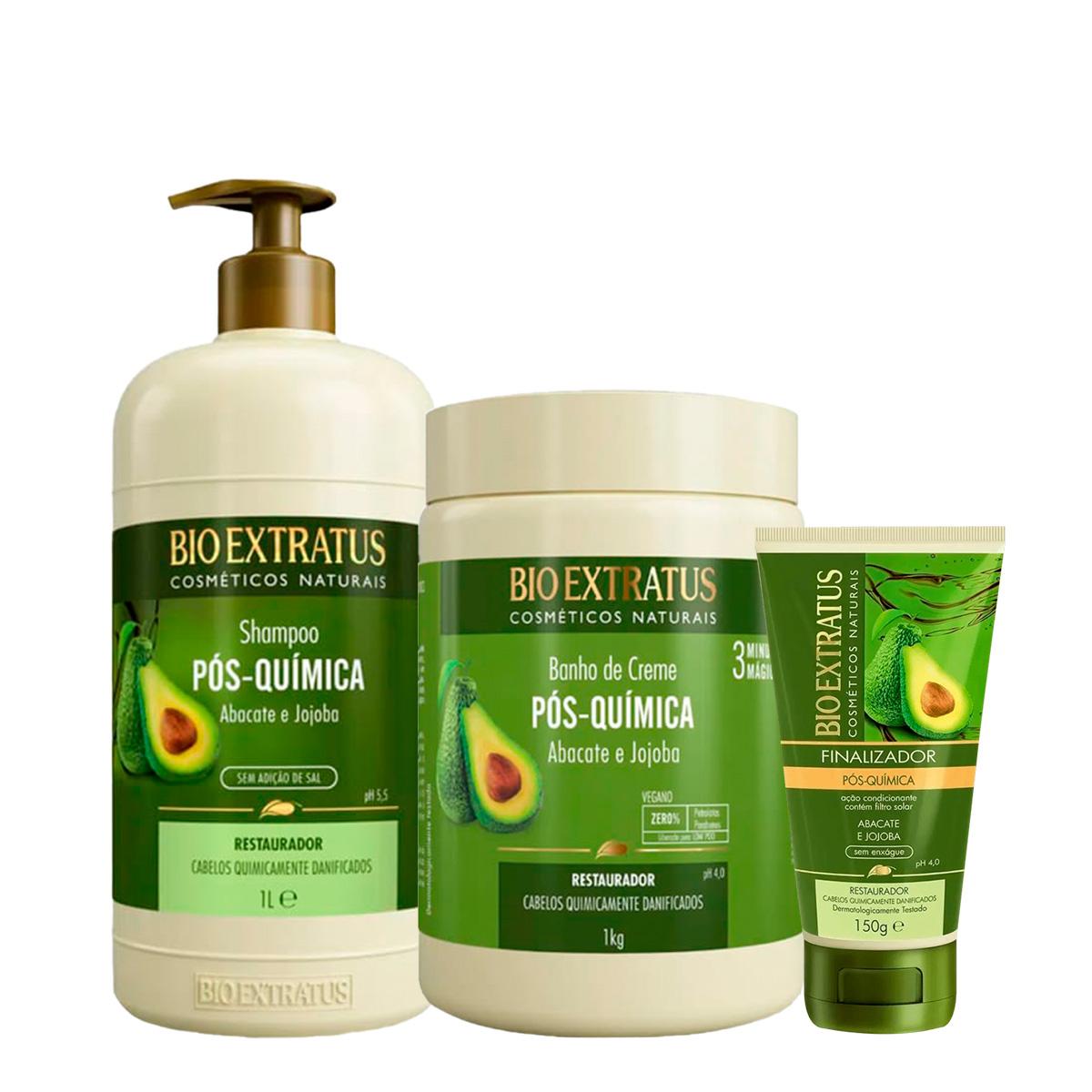 Kit Bio Extratus Pós-Química Shampoo Banho de Creme G e Finalizador (3 produtos) - 1