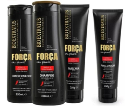 Força Com Pimenta Bio Extratus Kit Duo 350ml Mascara 250g e Finalizador 200g
