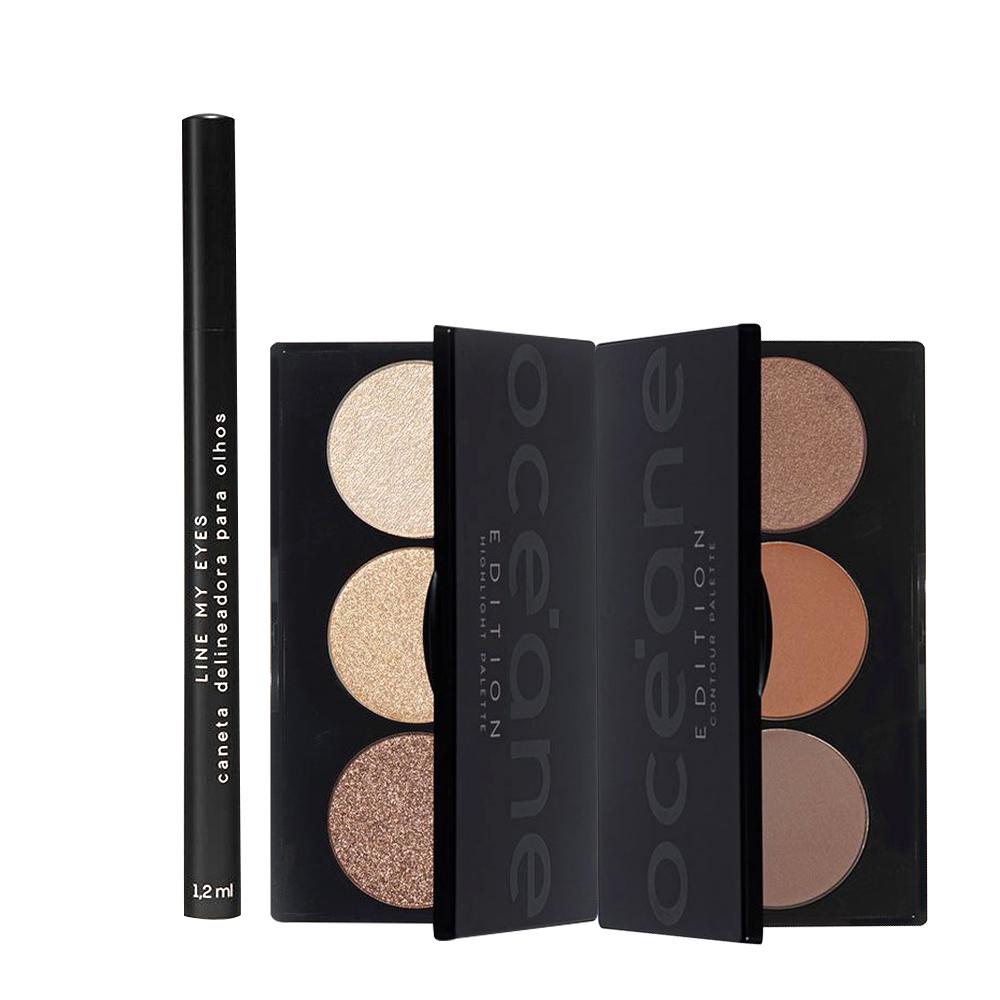 Kit Océane Edition Paleta Hightlight + Contour e Caneta Line My Eyes (3 produtos) - 1