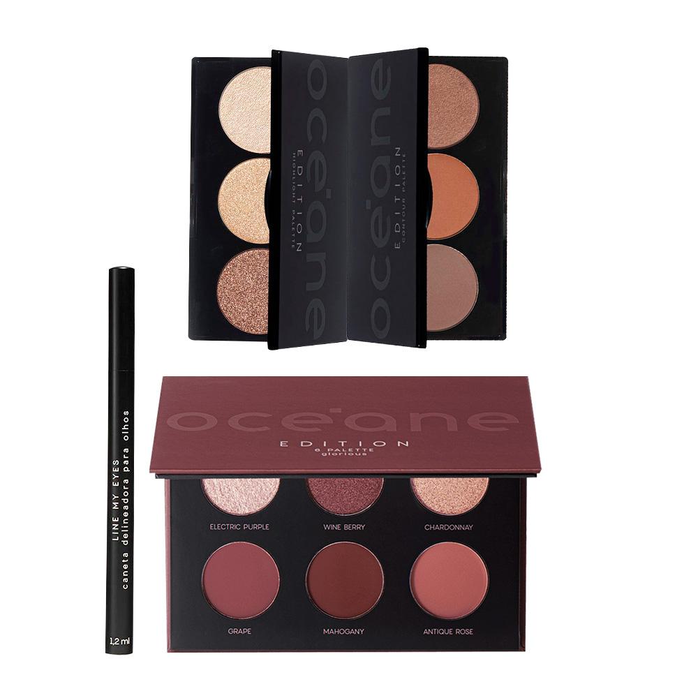 Kit Océane Edition Paletas Contour & Hightlight + Caneta Line My Eyes e Sombra Glorious (4 produtos) - 1