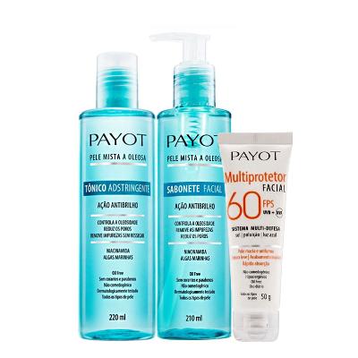 Kit Payot Ação Antibrilho Facial Sabonete Tônico e Multiprotetor Facial FPS60  (3 produtos)