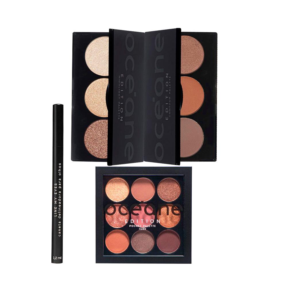Kit Océane Edition Paletas Contour & Hightlight + Caneta Line My Eyes e Sombra Pocket Nude (4 produtos) - 1