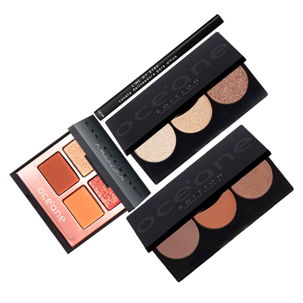 Kit Océane Edition Paletas Contour & Hightlight + Caneta Line My Eyes e Sombra Power Glow (4 produtos) - 1