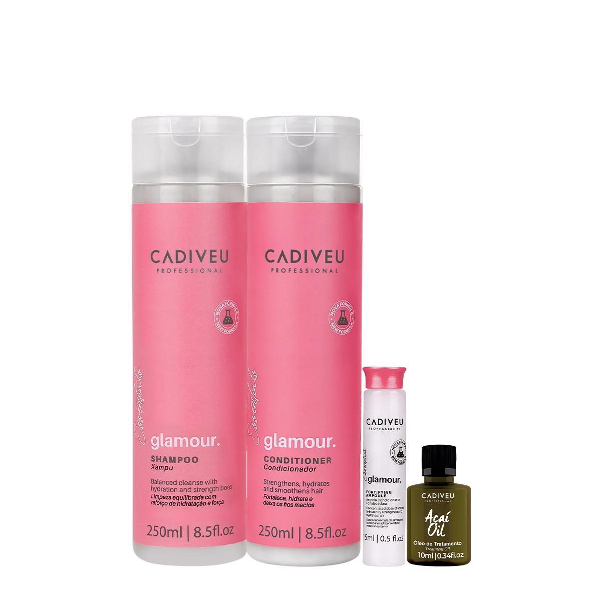 Kit Cadiveu Professional Essentials Glamour Shampoo Condicionador Ampola e Açai Óleo 10 (4 produtos) - 1