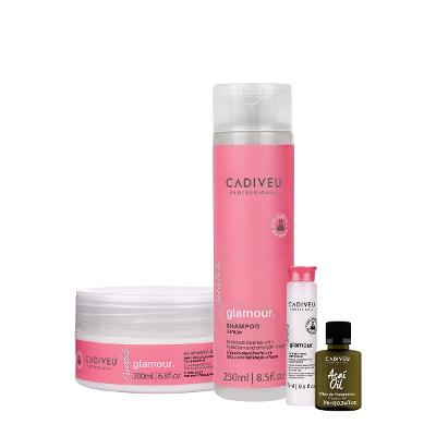 Kit Cadiveu Professional Essentials Glamour Shampoo Máscara Ampola e Açai Oil 10 (4 produtos)