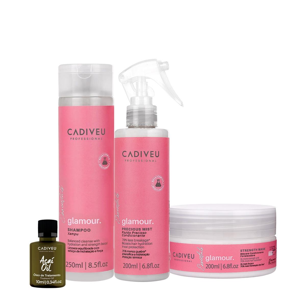 Kit Cadiveu Professional Essentials Glamour Shampoo Máscara Fluido e Açaí Oil 10 (4 produtos) - 1