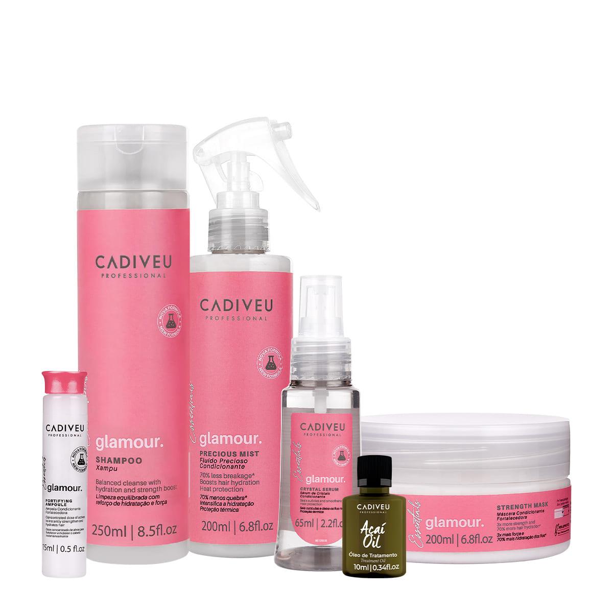 Kit Cadiveu Professional Essentials Glamour Shampoo Máscara Fluído Ampola Sérum e Açaí Oil 10 (6 produtos) - 1