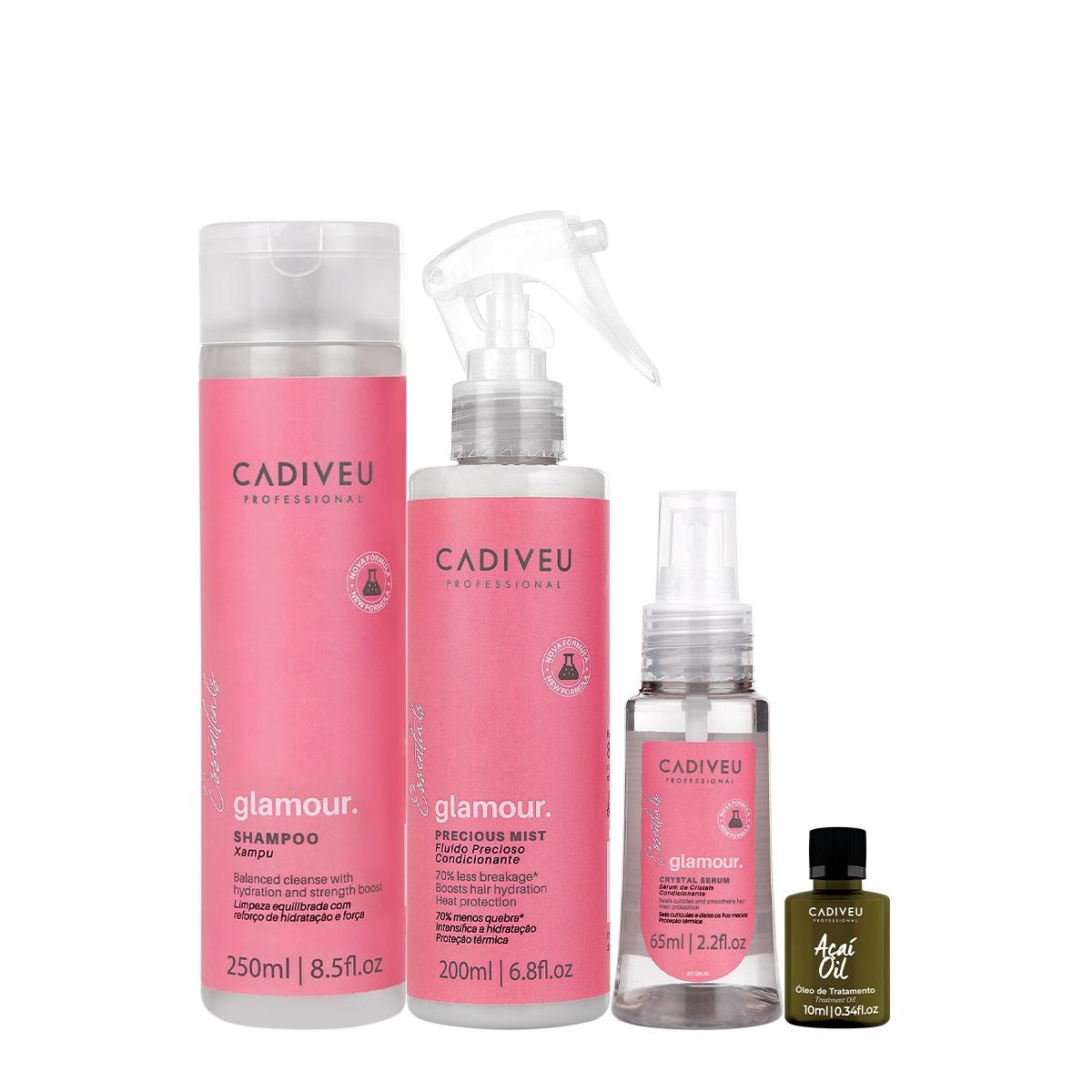 Kit Cadiveu Professional Essentials Glamour Shampoo Fluído Sérum e Açaí Oil 10 (4 produtos) - 1