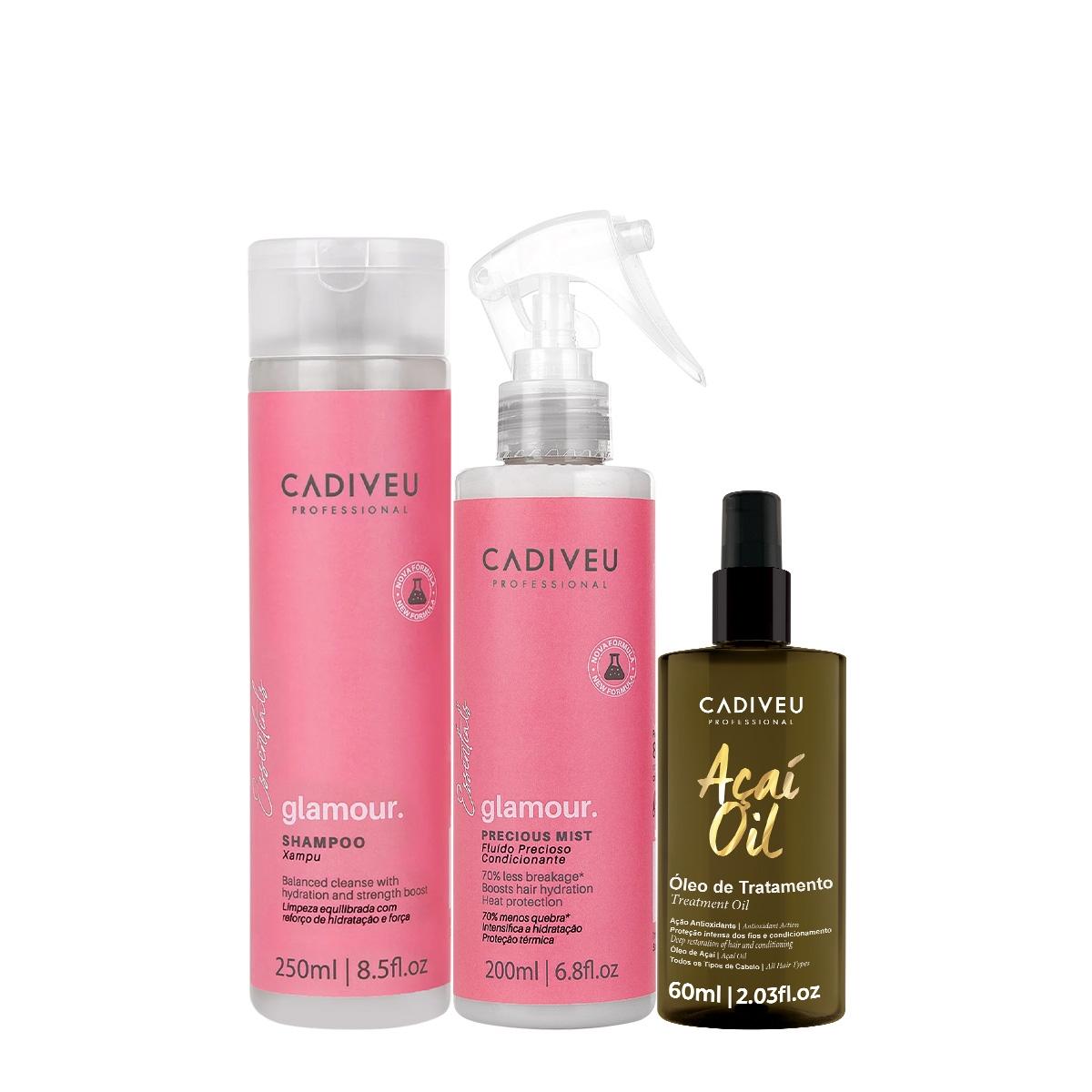 Kit Cadiveu Profissional Essentials Glamour Shampoo Fluído e Açaí Oil 60 (3 produtos) - 1