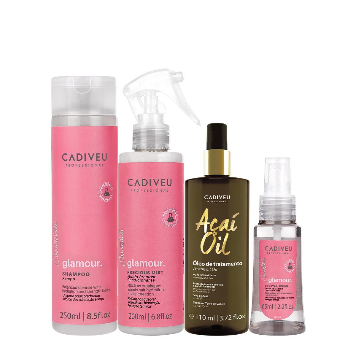 Kit Cadiveu Professional Essentials Glamour Shampoo Fluído Sérum e Açaí Oil 110 (4 produtos) - 1