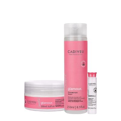 Kit Cadiveu Professional Essentials Glamour Shampoo Máscara e Ampola (3 produtos)