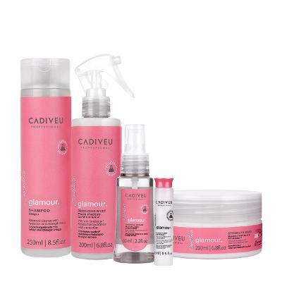 Kit Cadiveu Professional Essentials Glamour Shampoo Máscara Fluído Ampola e Sérum (5 produtos)