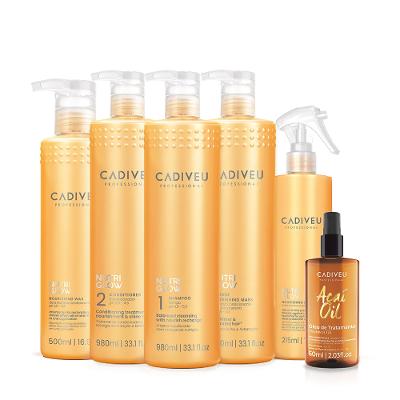 Kit Cadiveu Professional Nutri Glow Litro Completo e Óleo Açai 60ml (6 produtos)