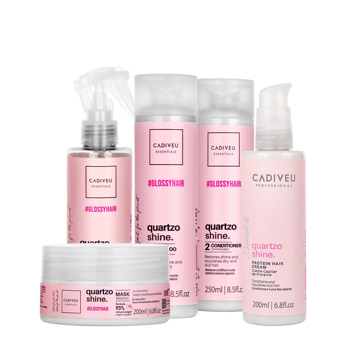 Kit Cadiveu Essentials Quartzo Shine Shampoo Condicionador Fluído Máscara e Protein Hair Cream (5 produtos) - 1
