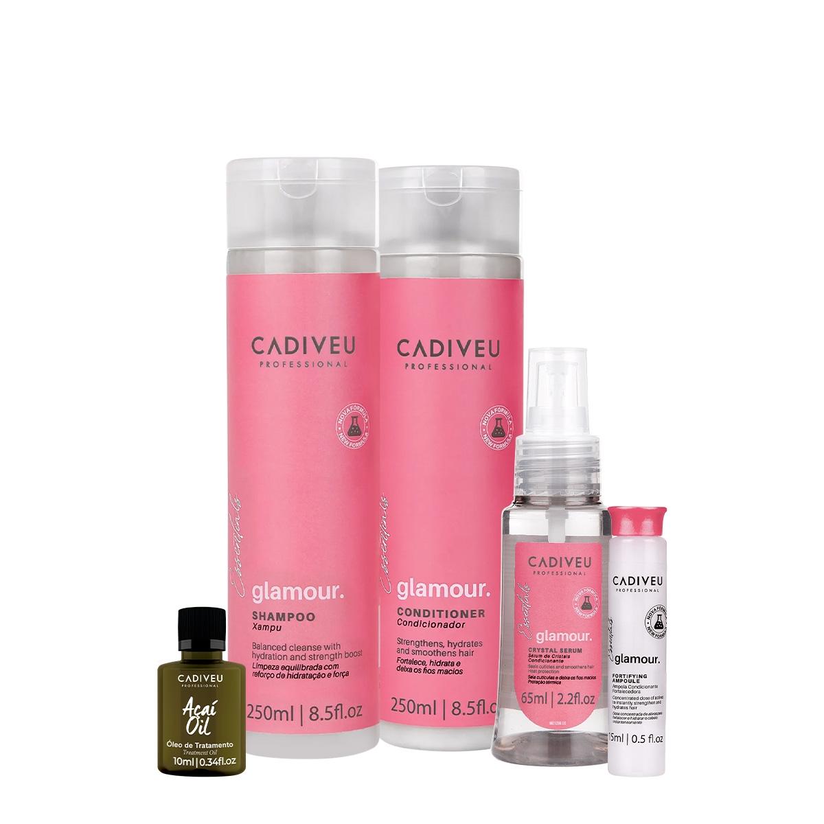 Kit Cadiveu Professional Essentials Glamour Shampoo Condicionador Ampola Sérum e Açaí Oil 10 (5 produtos) - 1