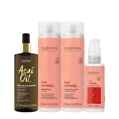 Kit Cadiveu Essentials Hair Remedy Shampoo Condicionador Leave-in Sérum e Açaí Oil 110 (4 produtos)