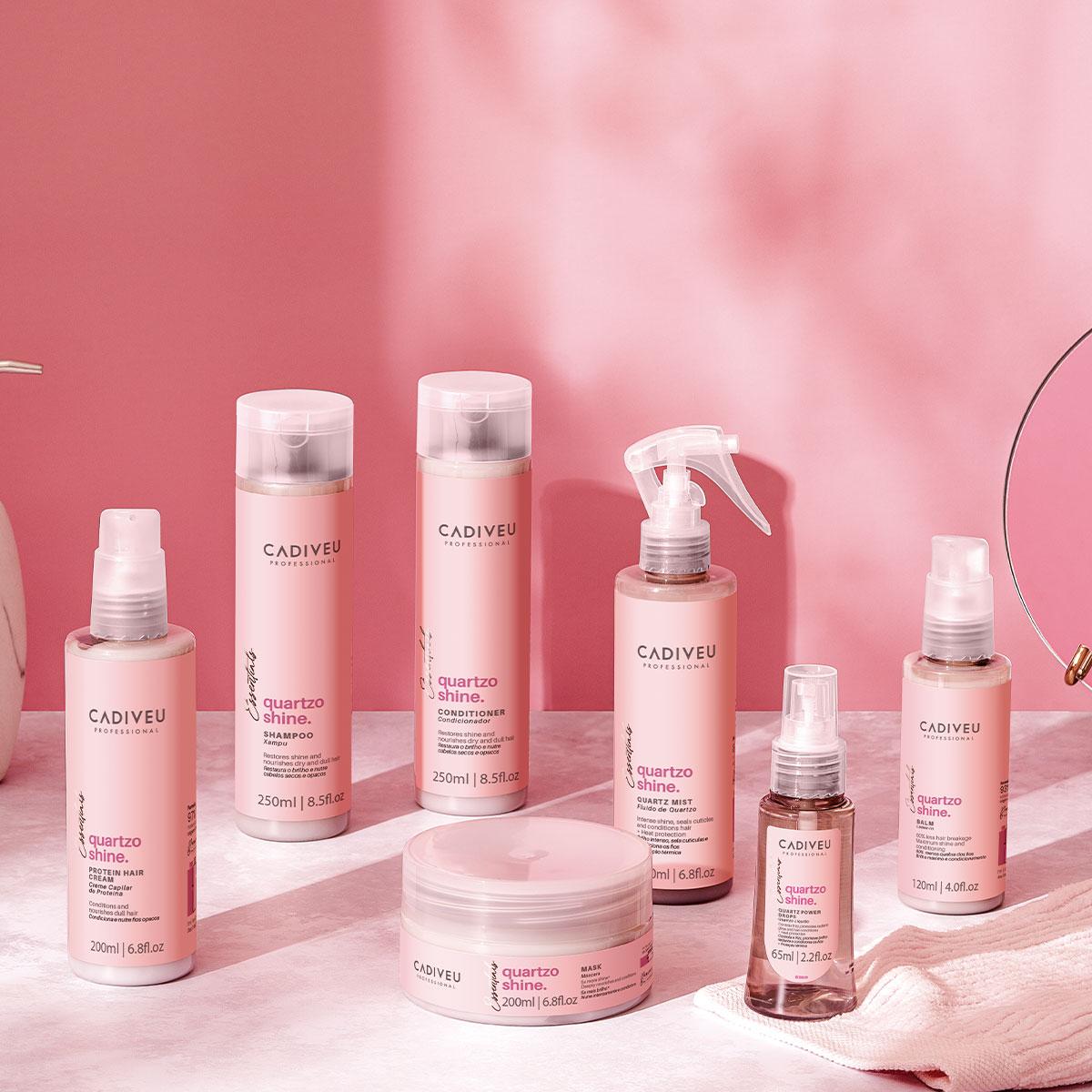 Kit Cadiveu Professional Essentials Quartzo Shine Shampoo Condicionador Máscara Pré- Shampoo Leave-in e Óleo (6 produtos - 4