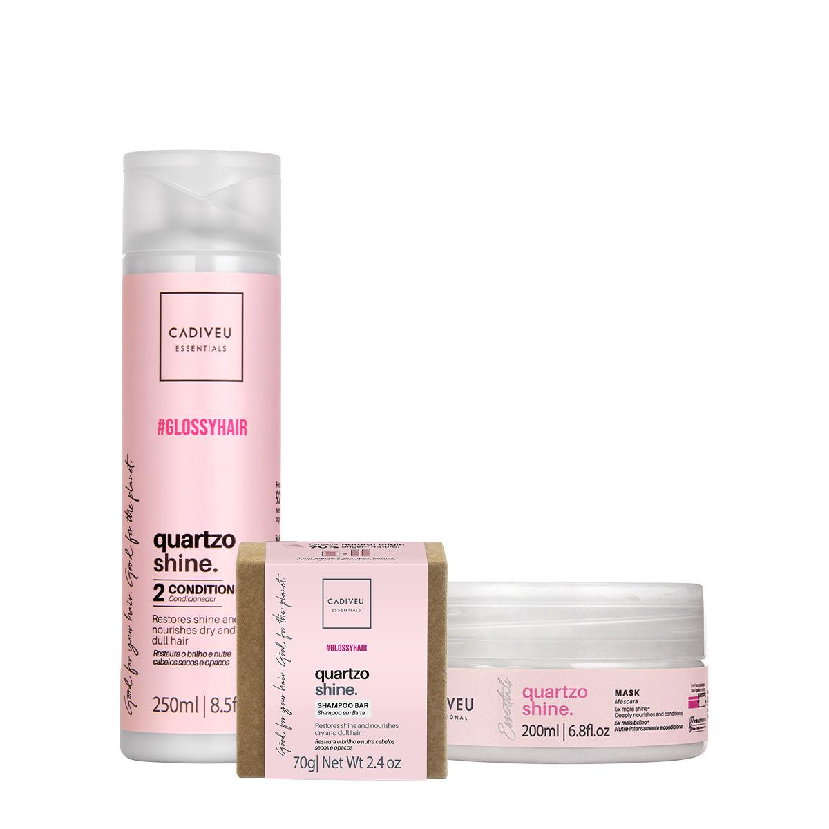 Kit Cadiveu Professional Essentials Quartzo Shine Shampoo Barra Condicionador e Máscara (3 produtos) - 1