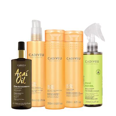 Kit Cadiveu Professional Nutri Glow Shampoo Condicionador Maxi Ondas Booster Pré Shampoo e Açaí Oil 110 (5 produtos)