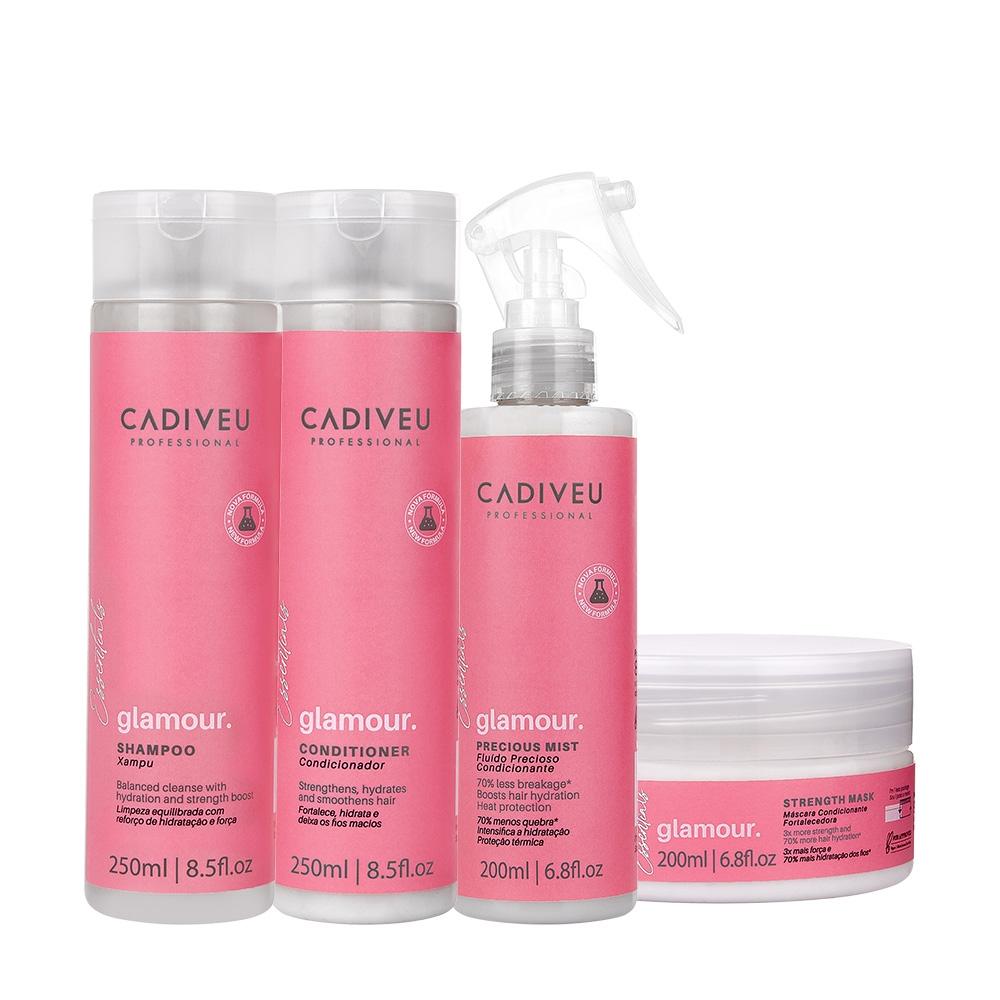 Kit Cadiveu Profissional Essentials Glamour Shampoo Condicionador Máscara e Fluído (4 produtos) - 1