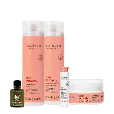 Kit Cadiveu  Essentials Hair Remedy Shampoo Condicionador Máscara Ampola e Açaí Oil (5 produtos)