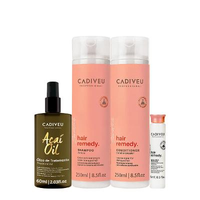 Kit Cadiveu Essentials Hair Remedy Shampoo Condicionador Ampola e Açaí Oil 60 (4 produtos)