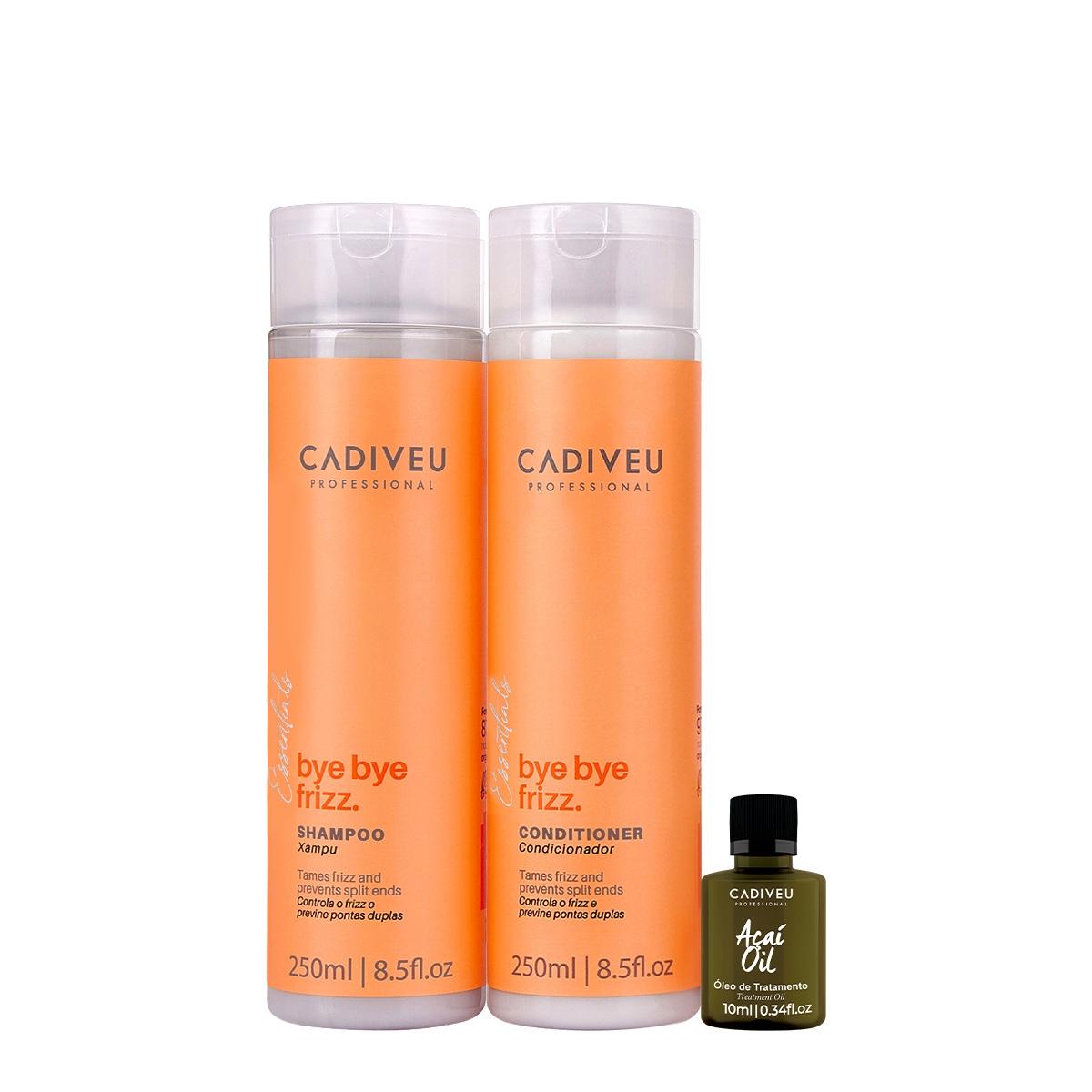 Kit Cadiveu Professional Bye Bye Frizz Shampoo Condicionador e Açaí Oil (3 produtos) - 1