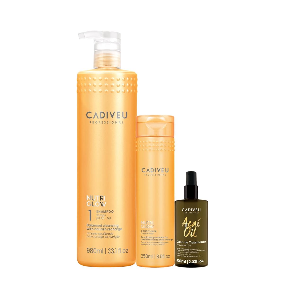 Kit Cadiveu Professional Nutri Glow Shampoo G Condicionador P e Açaí Oil 60 (3 produtos) - 1