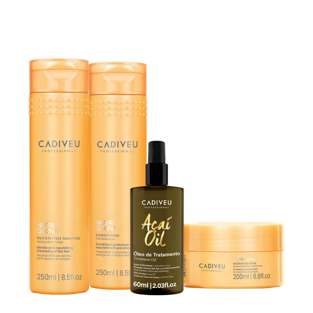 Kit Cadiveu Professional Nutri Glow Shampoo Condicionador Máscara P e Açaí Oil 60 (4 produtos) - 1