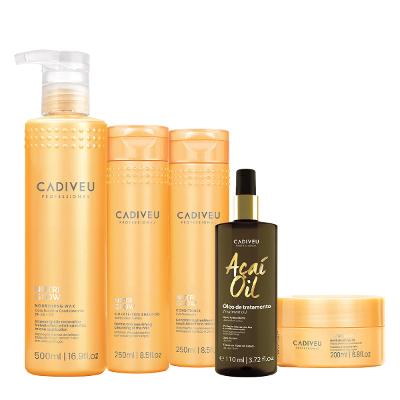 Kit Cadiveu Professional Nutri Glow Shampoo Condicionador Máscara P Cera e Açaí Oil 110 (5 produtos)