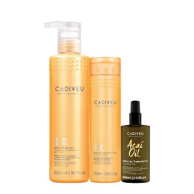 Kit Cadiveu Professional Nutri Glow Shampoo Cera e Açaí Oil 60 (3 produtos)