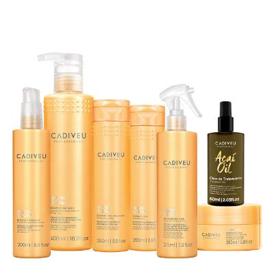 Kit Cadiveu Professional Nutri Glow Shampoo Condicionador Máscara P Cera Leave-in Glow Booster e Açaí Oil 60 (7 produtos