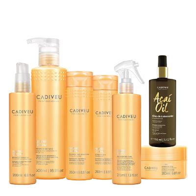 Kit Cadiveu Professional Nutri Glow Shampoo Condicionador Máscara P Cera Leave-in Glow Booster e Açaí Oil 110 (7 produto