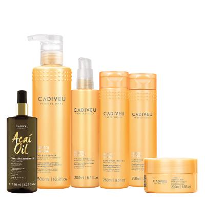 Kit Cadiveu Professional Nutri Glow Shampoo Condicionador Máscara Pré-Shampoo Cera e Açaí Oil 110 (6 produtos)