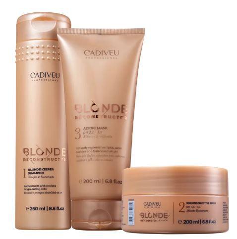 Cadiveu Blonde Reconstructor Shampoo 250ml+Mascara de Reconstrução+Acidificante 200ml - 1