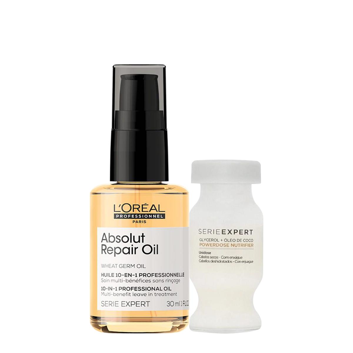Kit LOreal Professionel Serie Expert Absolut Repair Gold Quinoa 10in1 Óleo e Ampola de Nutrição (2 produtos) - 1